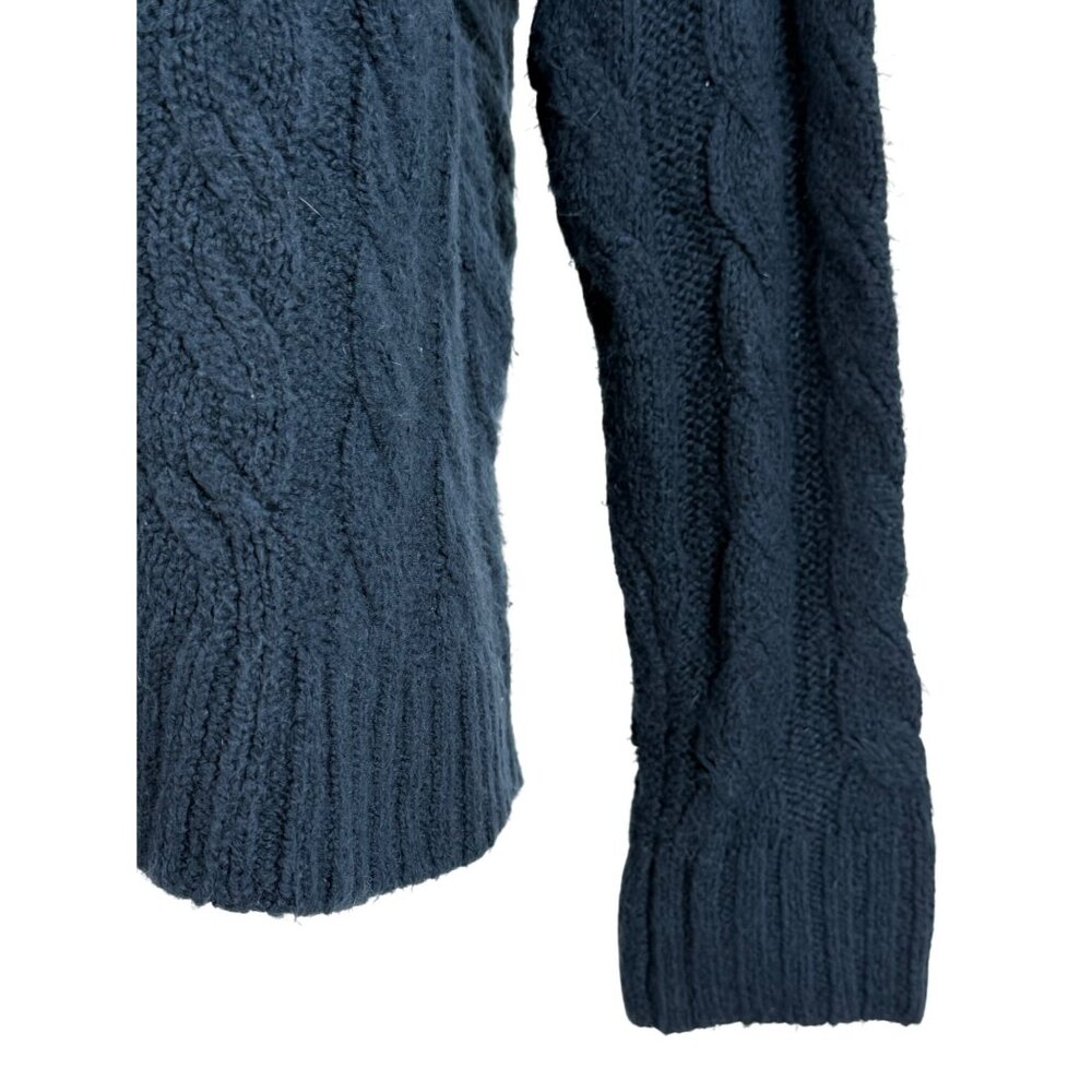 Vtg Y2K American Eagle Blue V-Neck Hooded Cable Knit Sweater | Coastal Grunge XS - Picture 8 of 13
